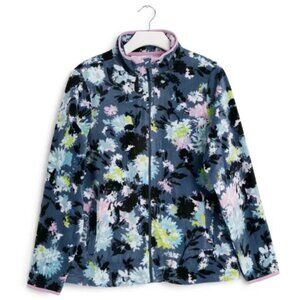 Vera Bradley Floral Fleece Jacket Womens XS Pastel Chrysanthemum Crush Pockets